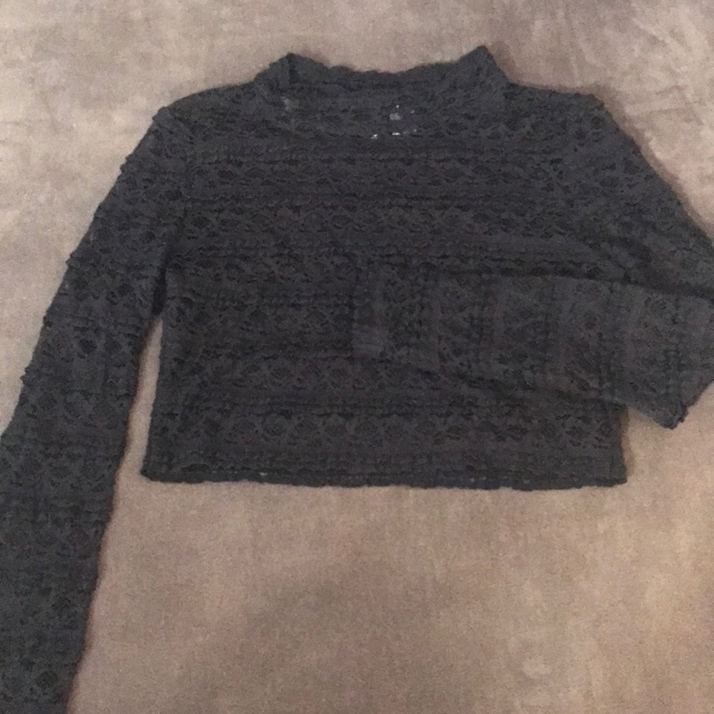 Sheer, lace long sleeve top